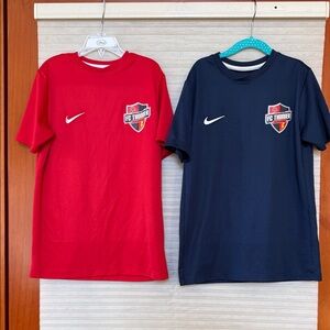 Bundle of 2 Nike Kids FC Thunder Red and Navy soccer Jerseys size M